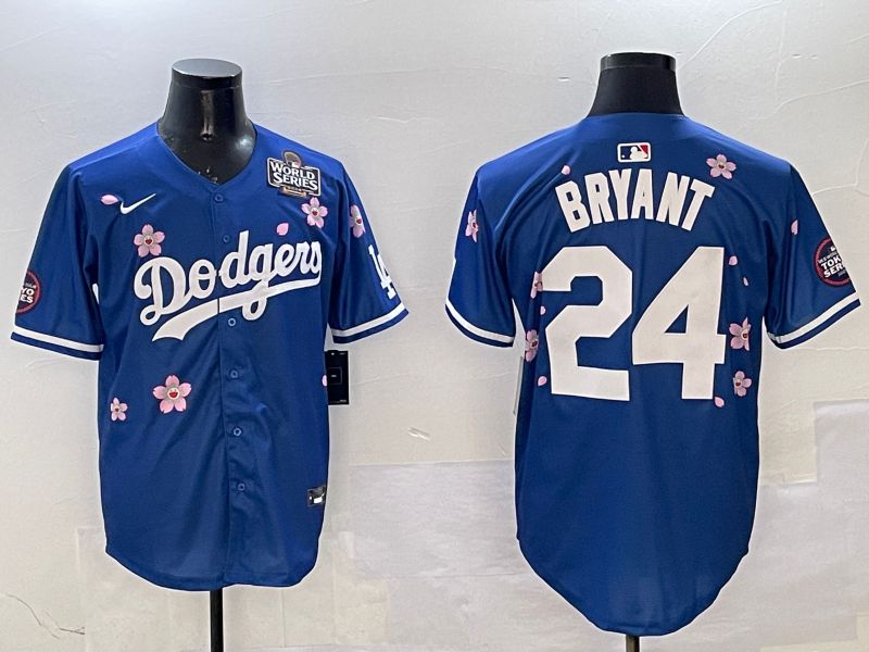 Men Los Angeles Dodgers 24 Bryant Blue Sakura Edition 2025 Nike MLB Jersey style 2